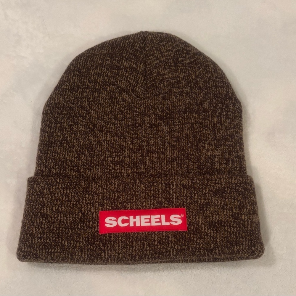 Scheels Hat Brown Knit Beanie Logo OS